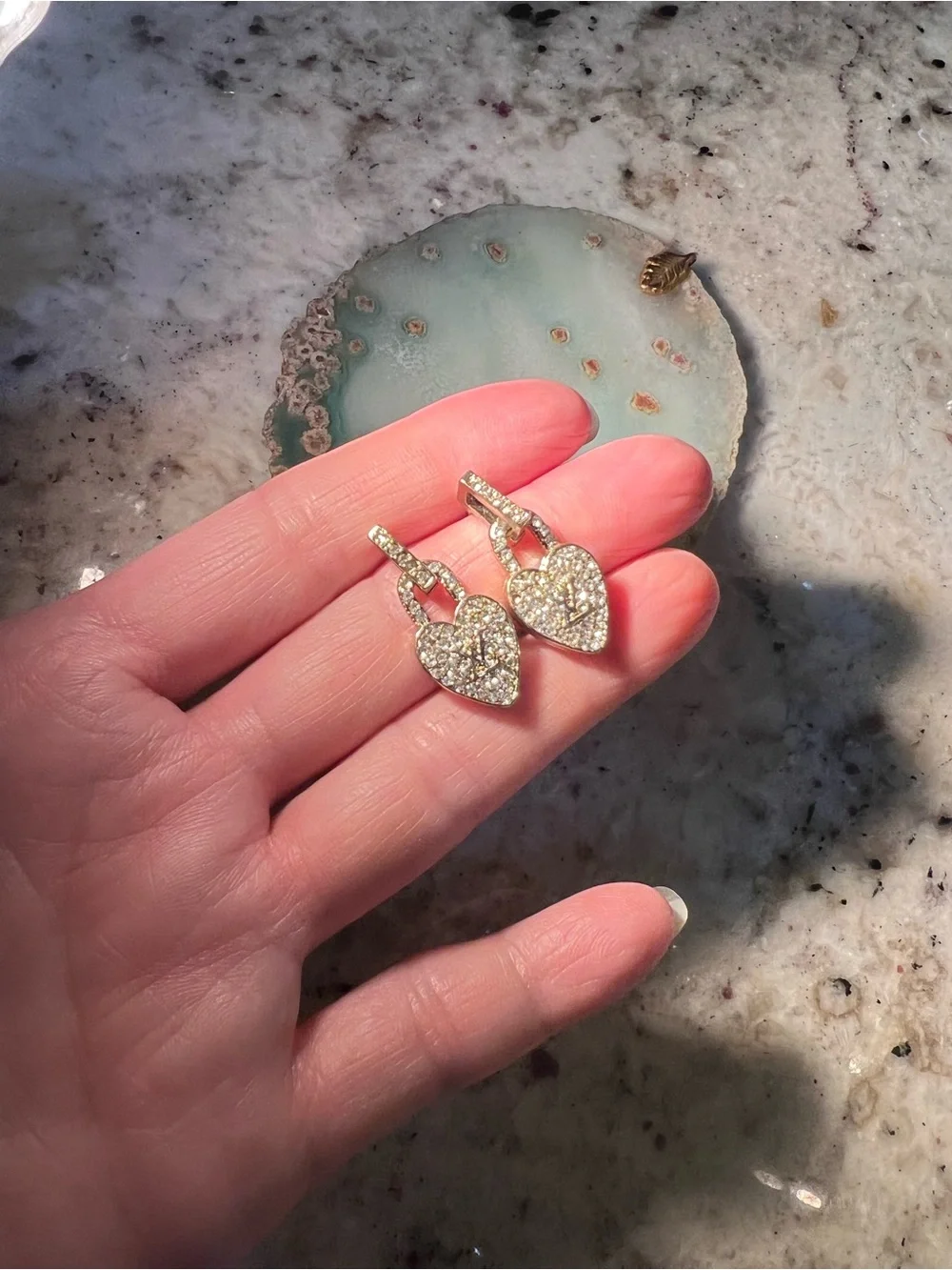 Pavé Heart Lock Drop Earrings NEW